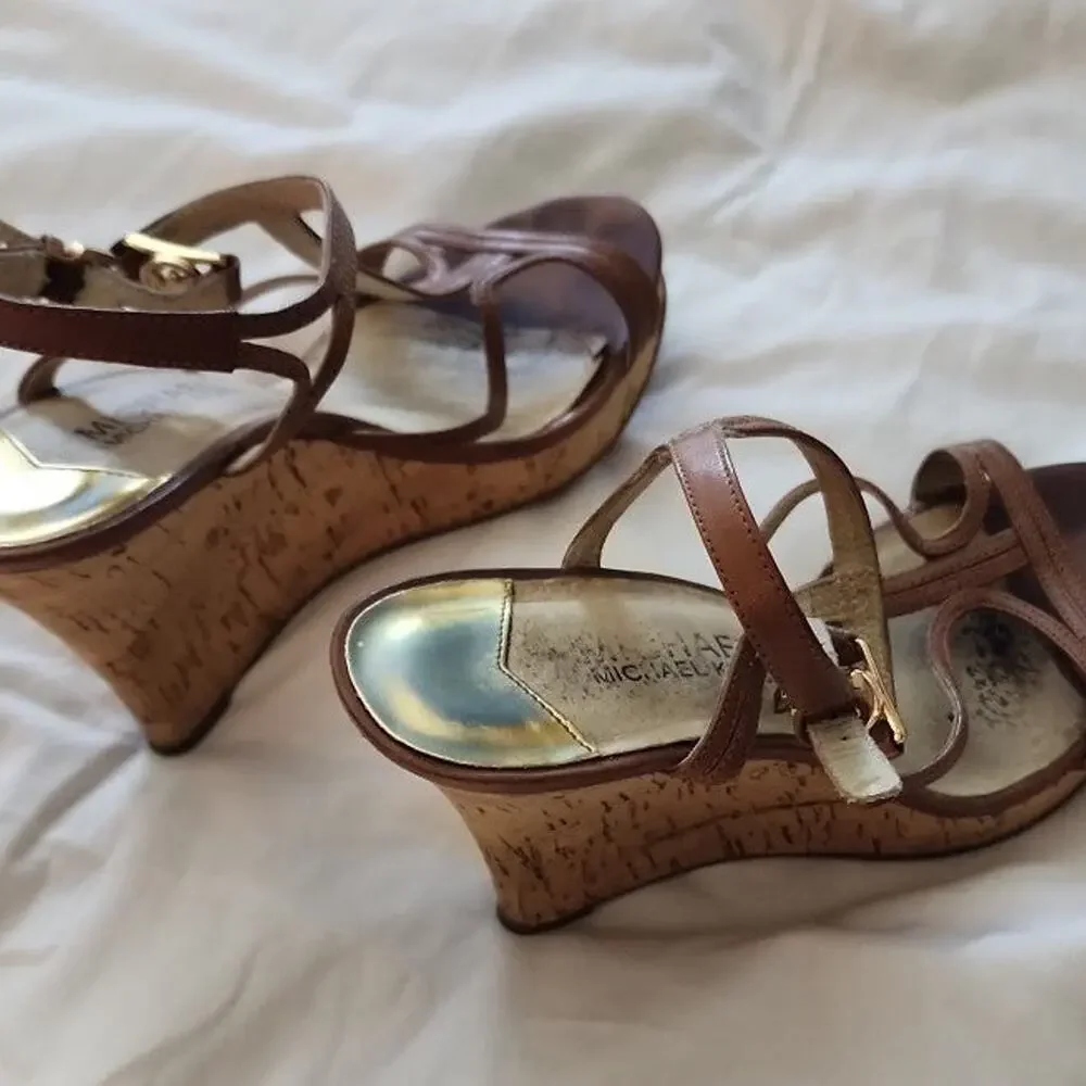 Michael Kors Wedge Sandals Leather Straps